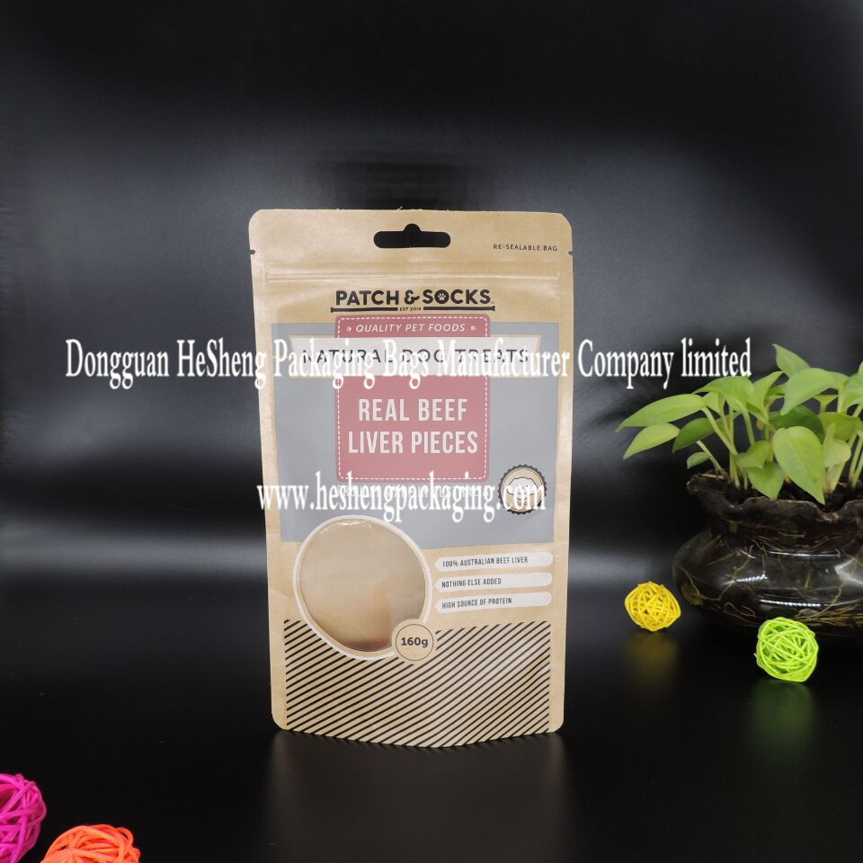 Custom full color printing stand up pouch foil lined natural kraft bags with zipper