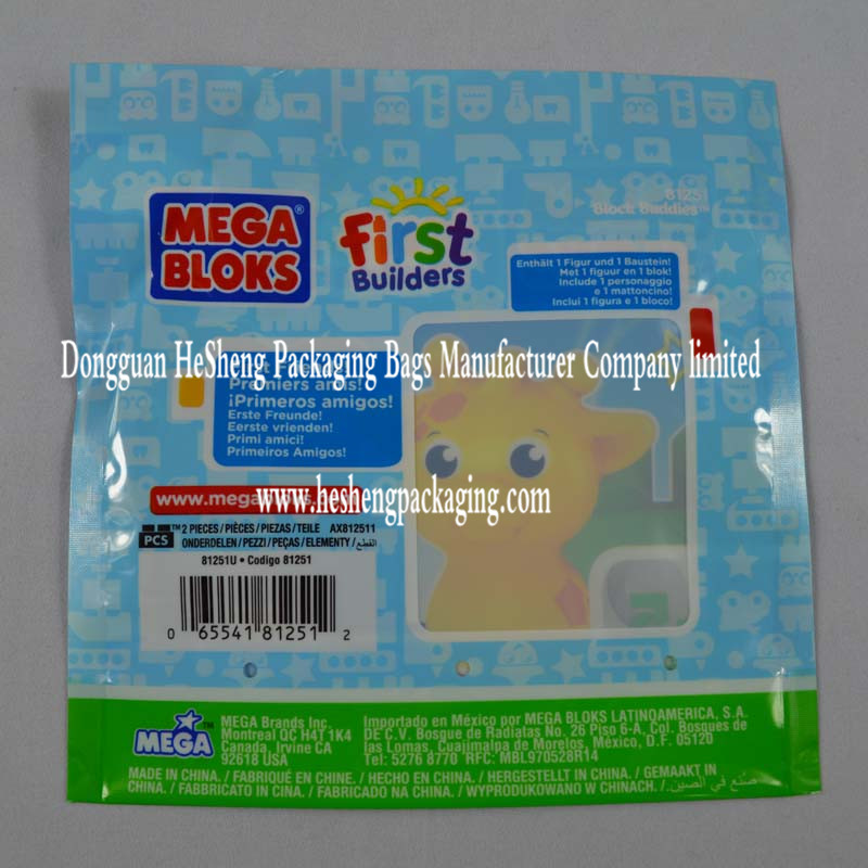 Colorful side gusseted bag with clear window